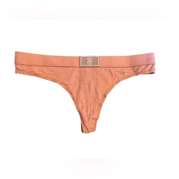 Victoria’s Secret Brown Logo Embellished Thong Women’s Size Small NWT - Picture 1 of 9